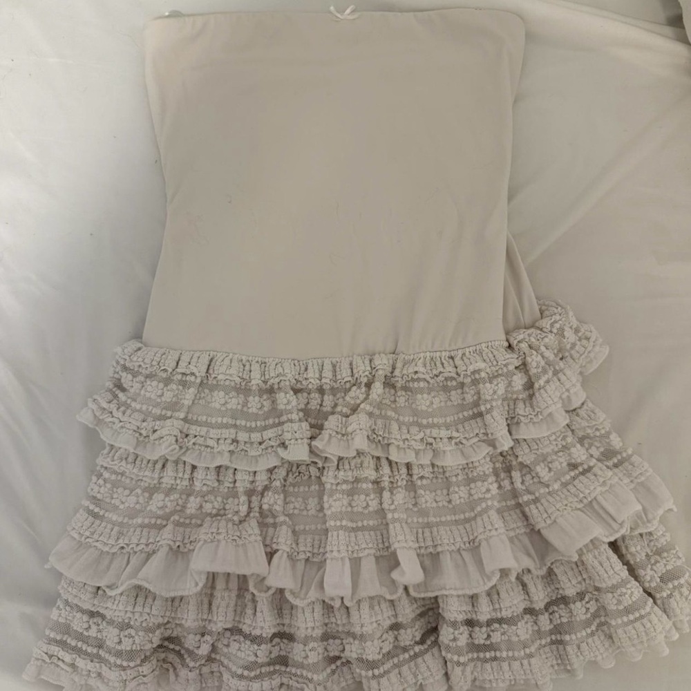 Garage off the shoulder white ruffle dress!